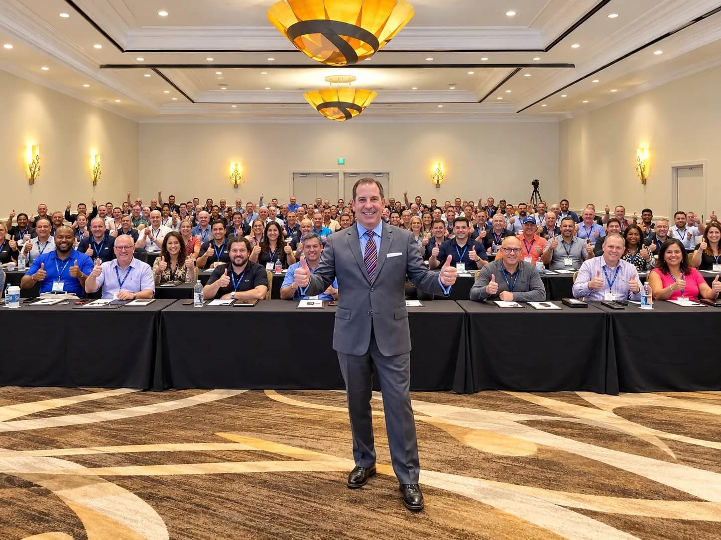 Dr. Mark Sanna presenting in a full seminar ballroom